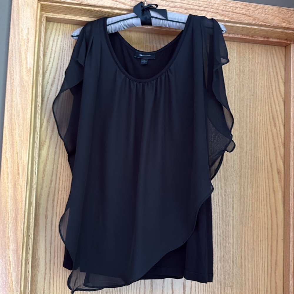 AB Studio black Pleated Blouse